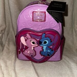Loungefly Disney Lilo & Stitch Angel & Stitch Heart Moving Mini Backpack